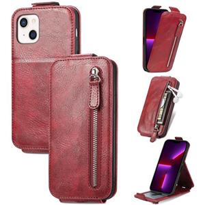 huismerk Zipper Leather Phone Case For iPhone 13 mini(Red)