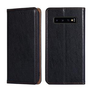 huismerk Voor Samsung Galaxy S10 + PU + TPU Gloss Oil Effen kleur magnetische horizontale flip lederen hoesje met houder & kaart slot & portemonnee (zwart)