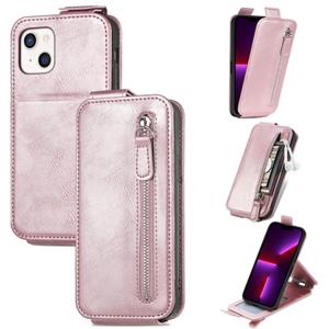 huismerk Zipper Leather Phone Case For iPhone 13 mini(Rose Gold)