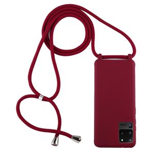 huismerk Voor Galaxy S20 Ultra Candy Color TPU beschermhoes met Lanyard(Rood)