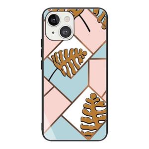 huismerk Abstract Marble Pattern Glass Protective Case For iPhone 13(GK-A4)