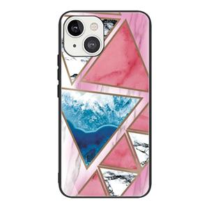 huismerk Abstract Marble Pattern Glass Protective Case For iPhone 13(GK-A7)