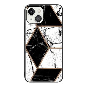 huismerk Abstract Marble Pattern Glass Protective Case For iPhone 13(GK-A15)