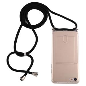 huismerk Voor iPhone 6s / 6 Transparante TPU beschermhoes met Lanyard & Card Slot(Transparant)