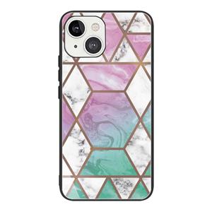 huismerk Abstract Marble Pattern Glass Protective Case For iPhone 13(GK-A16)