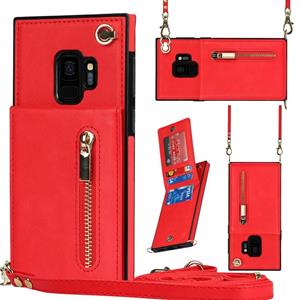 huismerk Voor Samsung Galaxy S9 Cross-Body Zipper Square TPU + PU Back Cover Case met Houder & Card Slots & Portemonnee & Riem