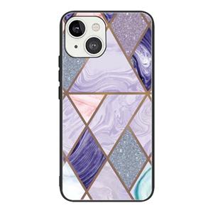 huismerk Abstract Marble Pattern Glass Protective Case For iPhone 13(GK-A17)