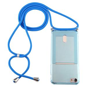 huismerk Voor iPhone 6s / 6 Transparante TPU beschermhoes met Lanyard & Card Slot(Blauw)