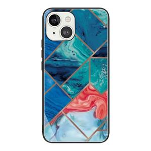 huismerk Abstract Marble Pattern Glass Protective Case For iPhone 13(HC-A1)