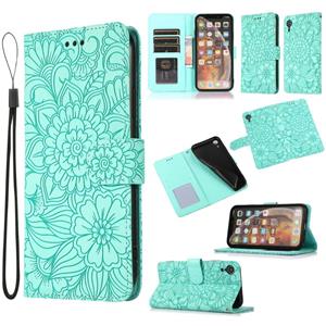 huismerk Huid Feel In reliëf Zonnebloem Horizontale Flip Leren Case Met Houder & Card Slots & Wallet & Lanyard voor iPhone XR