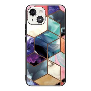 huismerk Abstract Marble Pattern Glass Protective Case For iPhone 13(HC-A6)