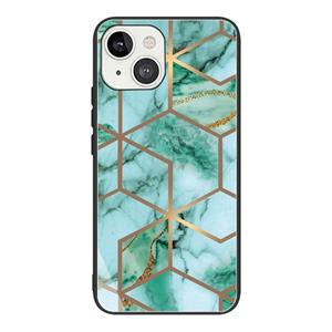 huismerk Abstract Marble Pattern Glass Protective Case For iPhone 13(HC-A15)