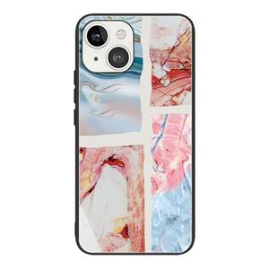 huismerk Abstract Marble Pattern Glass Protective Case For iPhone 13(HC-A21)