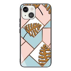 huismerk Abstract Marble Pattern Glass Protective Case For iPhone 13 Mini(GK-A4)