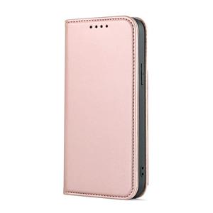 huismerk Voor iPhone 12 Sterke Magnetisme Schokbestendige Horizontale Flip Liquid Feel Lederen case met Holder & Card Slots & Wallet(Rose Gold)