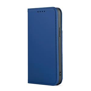 huismerk Voor iPhone 12 Sterke Magnetisme Schokbestendige Horizontale Flip Liquid Feel Lederen case met Holder & Card Slots & Wallet(Blauw)