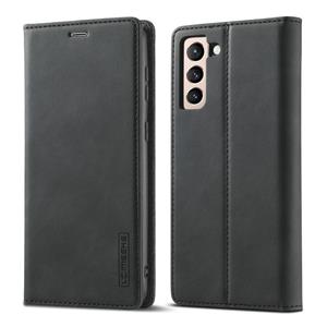 Voor Samsung Galaxy S21 5G LC.IMEEKE Strong Magnetism Ultra-thin Horizontal Flip Matte TPU + PU Leather Case with Holder & Card Slots & Wallet (Black)