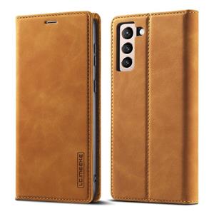 Voor Samsung Galaxy S21 5G LC.IMEEKE Strong Magnetism Ultra-thin Horizontal Flip Matte TPU + PU Leather Case with Holder & Card Slots & Wallet (Brown)