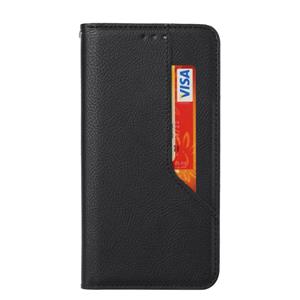 huismerk Voor iPhone 12 Magnetic Horizontal Flip Leather Case met Holder & Card Slots & Wallet(Zwart)