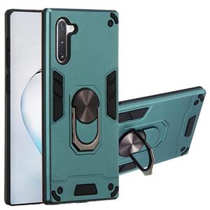 huismerk Voor Samsung Galaxy Note 10 / Note 10 5G 2 in 1 Armour Series PC + TPU beschermhoes met ringhouder(groen)