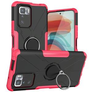 huismerk Voor Xiaomi Redmi Note 10 Pro 5G Armor Beer Schokbestendig PC + TPU-beschermhoes met ringhouder (Rose Red)