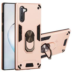 huismerk Voor Samsung Galaxy Note 10 / Note 10 5G 2 in 1 Armour Series PC + TPU beschermhoes met ringhouder(Rose Gold)