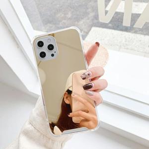Huismerk TPU + Acryl Vier Drop Luxury Plating Spiegel Telefoon Case Cover voor iPhone 13 Pro (Gold)
