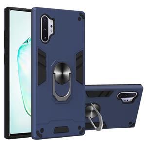 huismerk Voor Samsung Galaxy Note 10+ / Note 10+ 5G 2 in 1 Armour Series PC + TPU beschermhoes met ringhouder(Sapphire Blue)