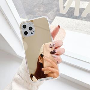 Huismerk Tpu + acryl vier drop luxe plating spiegel telefoon case cover voor iPhone 13 mini