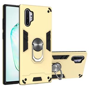 huismerk Voor Samsung Galaxy Note 10+ / Note 10+ 5G 2 in 1 Armour Series PC + TPU beschermhoes met ringhouder(Goud)