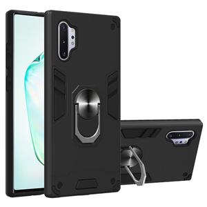 huismerk Voor Samsung Galaxy Note 10+ / Note 10+ 5G 2 in 1 Armour Series PC + TPU beschermhoes met ringhouder(zwart)