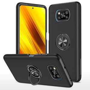 huismerk For Xiaomi Poco X3 NFC / X3 PC + TPU Magnetic Phone Case with Invisible Ring Holder(Black)