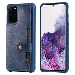 huismerk Voor Galaxy S20 Plus Shockproof Horizontale Flip Beschermhoes met Houder & Card Slots & Wallet & Photo Frame & Short + Long Lanyard(Blue)