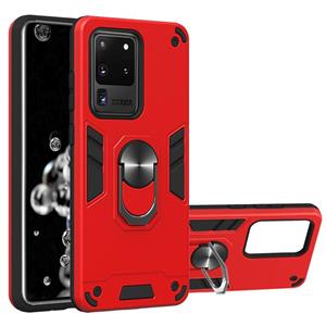 huismerk Voor Samsung Galaxy S20 Ultra 2 in 1 Armour Series PC + TPU beschermhoes met ringhouder(rood)