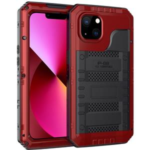 huismerk Shockproof Waterproof Dustproof Metal + Silicone Phone Case with Screen Protector For iPhone 13(Red)