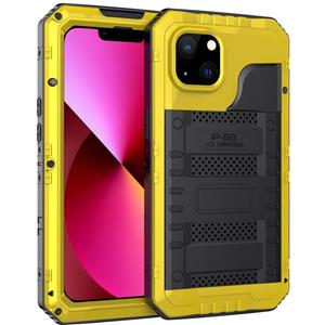 huismerk Shockproof Waterproof Dustproof Metal + Silicone Phone Case with Screen Protector For iPhone 13(Yellow)