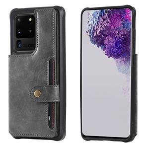 huismerk Voor Galaxy S20 Ultra Shockproof Horizontale Flip Beschermhoes met Houder & Card Slots & Wallet & Photo Frame & Short + Long Lanyard(Grey)