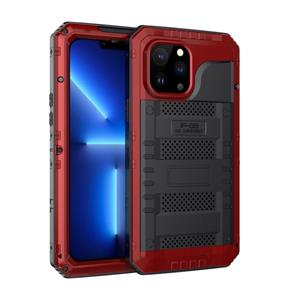 huismerk Shockproof Waterproof Dustproof Metal + Silicone Phone Case with Screen Protector For iPhone 13 Pro(Red)