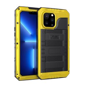 huismerk Shockproof Waterproof Dustproof Metal + Silicone Phone Case with Screen Protector For iPhone 13 Pro(Yellow)