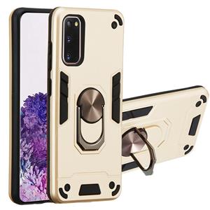 huismerk Voor Samsung Galaxy S20 2 in 1 Armour Series PC + TPU beschermhoes met ringhouder(goud)