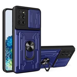 huismerk For Samsung Galaxy S20+ Camera Cover Phone Case with Card Slot & Holder(Blue)