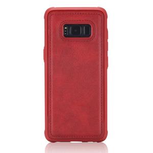 huismerk Voor Galaxy S8+ Magnetic Shockproof PC + TPU + PU Lederen beschermhoes(Rood)