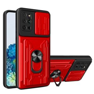 huismerk For Samsung Galaxy S20+ Camera Cover Phone Case with Card Slot & Holder(Red)