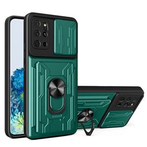 huismerk For Samsung Galaxy S20+ Camera Cover Phone Case with Card Slot & Holder(Green)