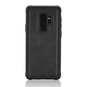 huismerk Voor Galaxy S9+ Magnetic Shockproof PC + TPU + PU Lederen beschermhoes(Zwart)