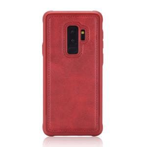 huismerk Voor Galaxy S9+ Magnetic Shockproof PC + TPU + PU Lederen beschermhoes(Rood)