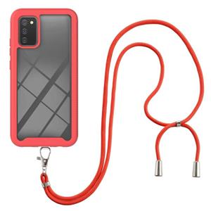 huismerk For Samsung Galaxy A02s EU Version 166mm Starry Sky Solid Color Series Shockproof PC + TPU Protective Case with Neck Strap(Red)