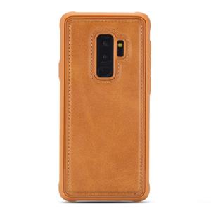 huismerk Voor Galaxy S9+ Magnetic Shockproof PC + TPU + PU Lederen beschermhoes(Bruin)