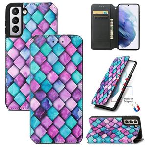 huismerk For Samsung Galaxy S21+ 5G Colorful Magnetic Horizontal Flip PU Leather Case with Holder & Card Slot & Wallet(Purple Scales)