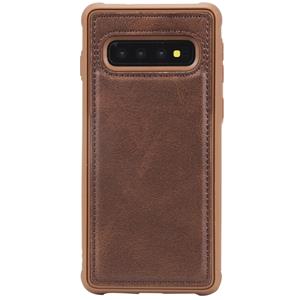 huismerk Voor Galaxy S10 Magnetic Shockproof PC + TPU + PU Lederen beschermhoes(Koffie)